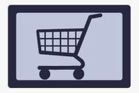 Icon mit Bildschirm und Einkaufswagen zu Texte für Online-Shops