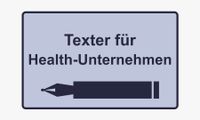 Icon mit Stift und Schriftzug Texter für Health-Unternehmen