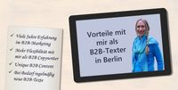 Schreibtisch mit Blatt Papier, auf dem Vorteile zu B2B Copywriter stehen sowie Tablet mit Bild von Texterin Wendi Amtsfeld und Text Vorteile mit mir als B2B-Texter in Berlin
