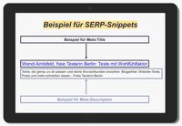 Bild mit Beispiel für SERP-Snippets, Meta-Title und Meta-Description